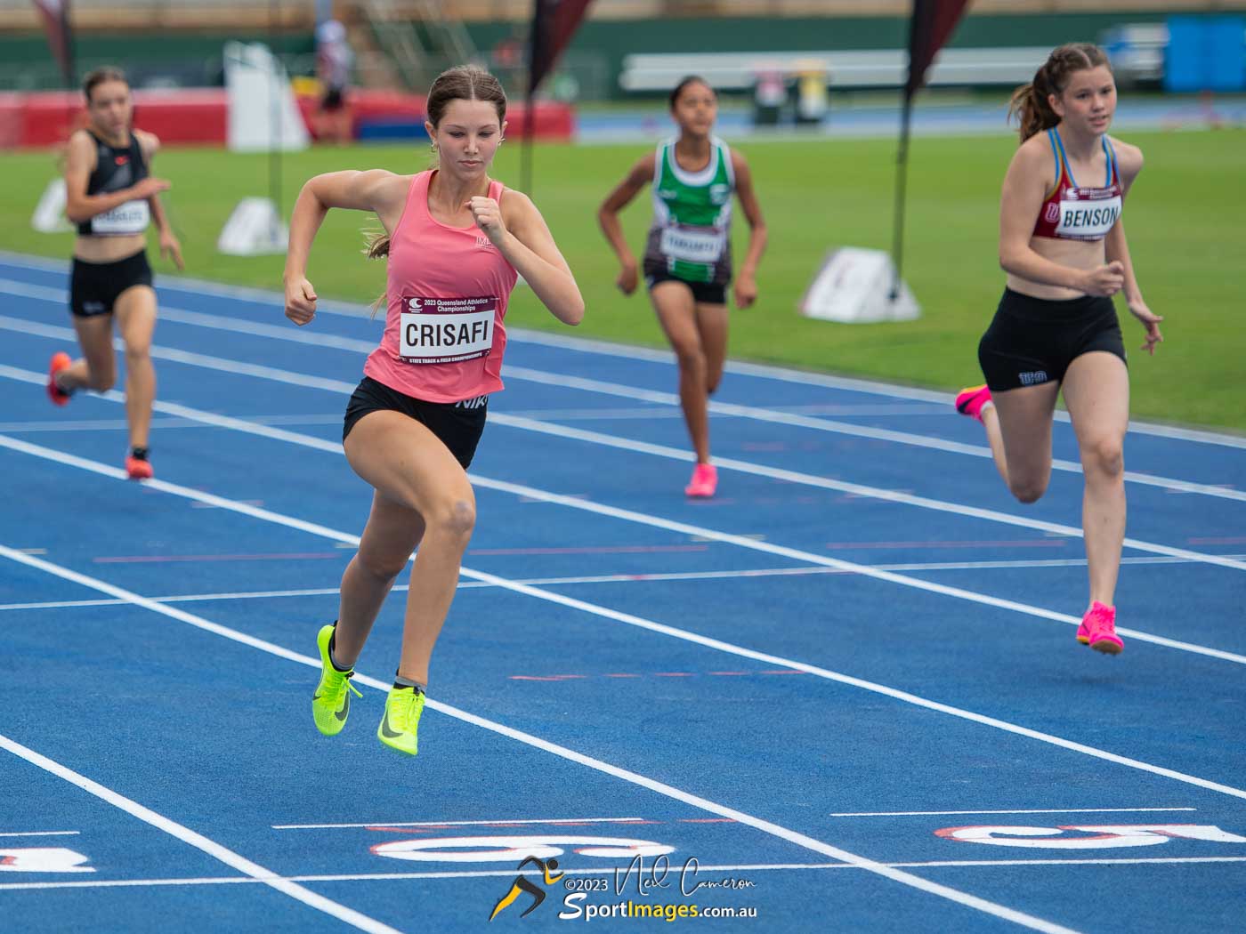 Lara Crisafi, Pepper Jane Benson, Girls 100m Under 14 Heat 2